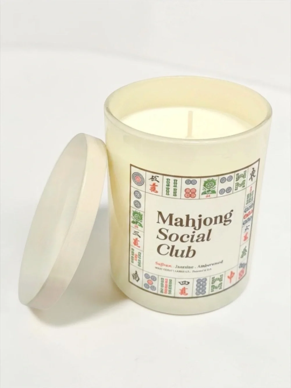 Mahjong Social Club Candle NWT Saffron Jasmine Amberwood Luxury Gift Jar